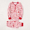 Christmas Family Matching Allover Print Red Long-sleeve Pajamas Sets (Flame Resistant) REDWHITE image 2
