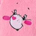 Care Bears Baby Girl Cartoon Animal Graphic 3D Ears Hooded Long-sleeve Fuzzy Fleece Jumpsuit Dark Pink image 3