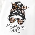 2pcs Baby Girl Figure & Letter Print Ruffle Long-sleeve Romper and Leopard Mesh Skirt Set ColorBlock image 4