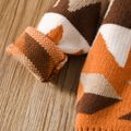 2pcs Toddler Girl/Boy Geo Pattern Colorblock Sweater and Scarf Brown image 4