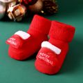 1 Paar Baby-/Kleinkind-Weihnachts-3D-Cartoon-Dekor, rutschfeste Socken rot image 4