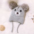 Baby Cute Bear Shape Lace Up Knitted Hat Grey image 4