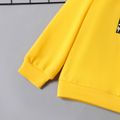 2pcs Kid Boy Letter Print Long-sleeve Tee Allover Print Pocket Design Elasticized Pants Set Yellow