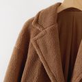 Mommy and Me Brown Lapel Collar Long-sleeve Thermal Sherpa Fleece Coat Brown image 4