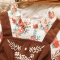 Baby Girl Long-sleeve Floral Print Spliced Dress/Romper Brown image 4