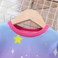 Toddler Girl Sweet Unicorn Rainbow Print Long-sleeve Sweatshirt Dress Purple image 4
