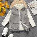 Kid Boy Fleece Pocket Design Grey Vest Grey