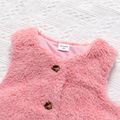 2pcs Toddler Girl Faux-two Floral Print Splice Dress and Fuzzy Fleece Vest Set Pink image 5