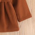 Toddler Girl Elegant Ruffled Double Breasted Corduroy Trench Coat Brown image 4