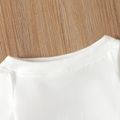 2pcs Baby Girl 95% Cotton Off Shoulder Flare-sleeve Top and Polka Dot Print Flared Pants Set BlackandWhite image 3