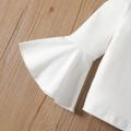 2pcs Baby Girl 95% Cotton Off Shoulder Flare-sleeve Top and Polka Dot Print Flared Pants Set BlackandWhite image 4