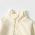 Toddler Girl/Boy Solid Color Stand Collar Fleece Jacket Apricot image 5