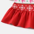 Barbie Toddler Girl Christmas Grass-green Ruffle Hem Long-sleeve Dress Red image 5