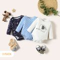 3-Pack Baby Boy 95% Cotton Long-sleeve Elephant Print Rompers Set MultiColour image 1