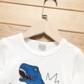 2pcs Toddler Boy Faux-two Dinosaur Print Long-sleeve Tee and Elasticized Pants Set Tibetanbluewhite image 4