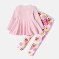 PAW Patrol 2pcs Toddler Girl Bowknot Design Waffle Tee and Floral Print Leggings Set Pink image 2