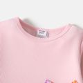 PAW Patrol 2pcs Toddler Girl Bowknot Design Waffle Tee and Floral Print Leggings Set Pink image 3