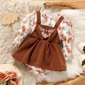 Baby Girl Long-sleeve Floral Print Spliced Dress/Romper Brown image 1