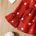 2pcs Toddler Girl Heart Print Ruffle Long-sleeve Red Blouse and Elasticized Leggings Set Red-2 image 5