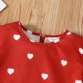2pcs Toddler Girl Heart Print Ruffle Long-sleeve Red Blouse and Elasticized Leggings Set Red-2 image 3
