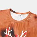 Christmas Family Matching Antler & Letter Print Short-sleeve Pajamas Sets (Flame Resistant) Brown image 3