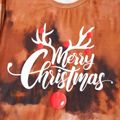 Christmas Family Matching Antler & Letter Print Short-sleeve Pajamas Sets (Flame Resistant) Brown image 4