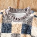 Toddler Girl Plaid Fleece Ruffle Collar Sweatshirt Dress (Belt is not included) Colorful image 3
