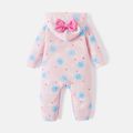 Looney Tunes Baby Girl Christmas Snowflake Print Animal Graphic Bow Front Hooded Long-sleeve Jumpsuit Light Pink image 2