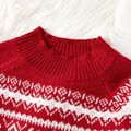 Christmas Family Matching Snowflake Graphic Mock Neck Long-sleeve Knitted Sweater REDWHITE image 5
