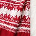 Christmas Family Matching Snowflake Graphic Mock Neck Long-sleeve Knitted Sweater REDWHITE