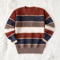 Mommy and Me Colorblock Striped Knitted Drop Shoulder Long-sleeve Sweater Multi-color image 3