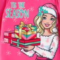 Barbie Toddler Girl Christmas Snowflake Print Long-sleeve Dress Pink