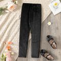Kid Girl Basic Solid Color Elasticized Flannel Leggings Black image 5