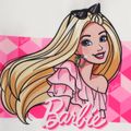 Barbie 2pcs Kid Girl Plaid Colorblock Sweatshirt and Bowknot Design Skirt Set White image 3