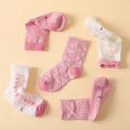 Conjunto de 5 pares de meias de decoração de laço com estampa floral para bebê / criança Multicolorido image 5