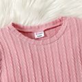 Kid Girl Solid Color Textured Long Puff-sleeve Dress Pink image 3