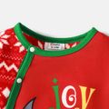 Tom and Jerry Baby Boy/Girl Christmas Tree & Animal Graphic Button Front Snowflake Print Long-sleeve Polar Fleece Jumpsuit Red-2 image 3