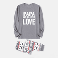 Christmas Family Matching Letter Print Grey Long-sleeve Pajamas Sets (Flame Resistant) Dark Grey image 2