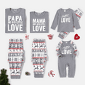 Christmas Family Matching Letter Print Grey Long-sleeve Pajamas Sets (Flame Resistant) Dark Grey image 1
