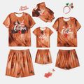 Christmas Family Matching Antler & Letter Print Short-sleeve Pajamas Sets (Flame Resistant) Brown image 1