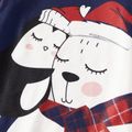Christmas Family Matching Polar Bear & Letter Print Long-sleeve Red Plaid Pajamas Sets (Flame Resistant) ColorBlock image 4