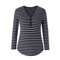 Maternity Stripe Button Long-sleeve Top Deep Blue image 2