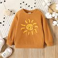 Toddler Girl/Boy Sun Print Waffle Pullover Sweatshirt Brown image 1