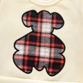 Baby Girl Long-sleeve Faux-two Bear Embroidered Plaid Dress beige image 4
