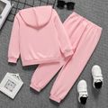 2pcs Kid Boy/Kid Girl Letter Print Hoodie Sweatshirt and Pants Set Pink image 3