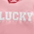 2pcs Kid Boy/Kid Girl Letter Print Hoodie Sweatshirt and Pants Set Pink image 5
