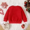 Christmas Baby Girl Deer Embroidered Thermal Lined Sweatshirt Red-2 image 2