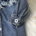 جاكيت جينز طويل الأكمام مطرز بالزهور للفتيات الصغيرات أزرق image 4