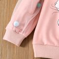Toddler Girl Cute Kitty Print Mesh Pompom Design Sweatshirt Pink image 5