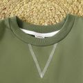 2pcs Kid Boy Colorblock Pullover Sweatshirt and Elasticized Pants Set Green image 3